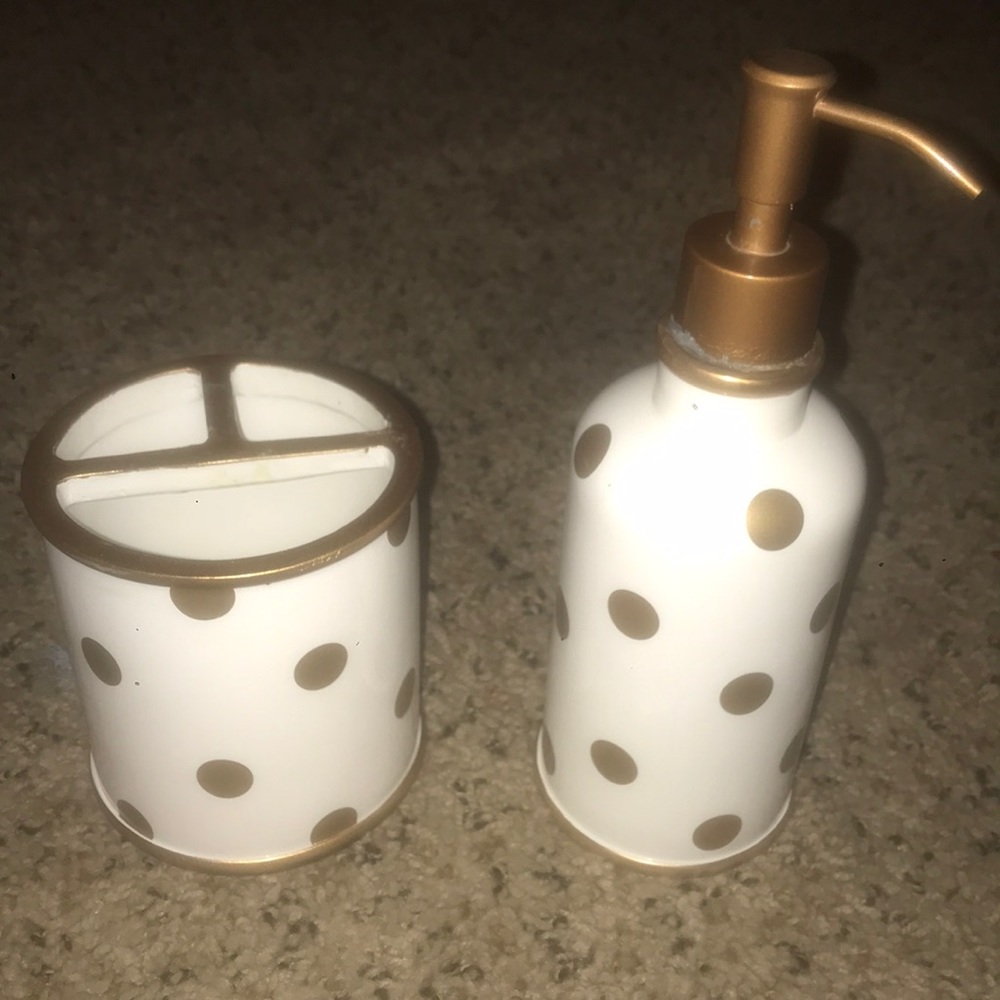 Pottery Barn toothbrush holder and soap dispenser